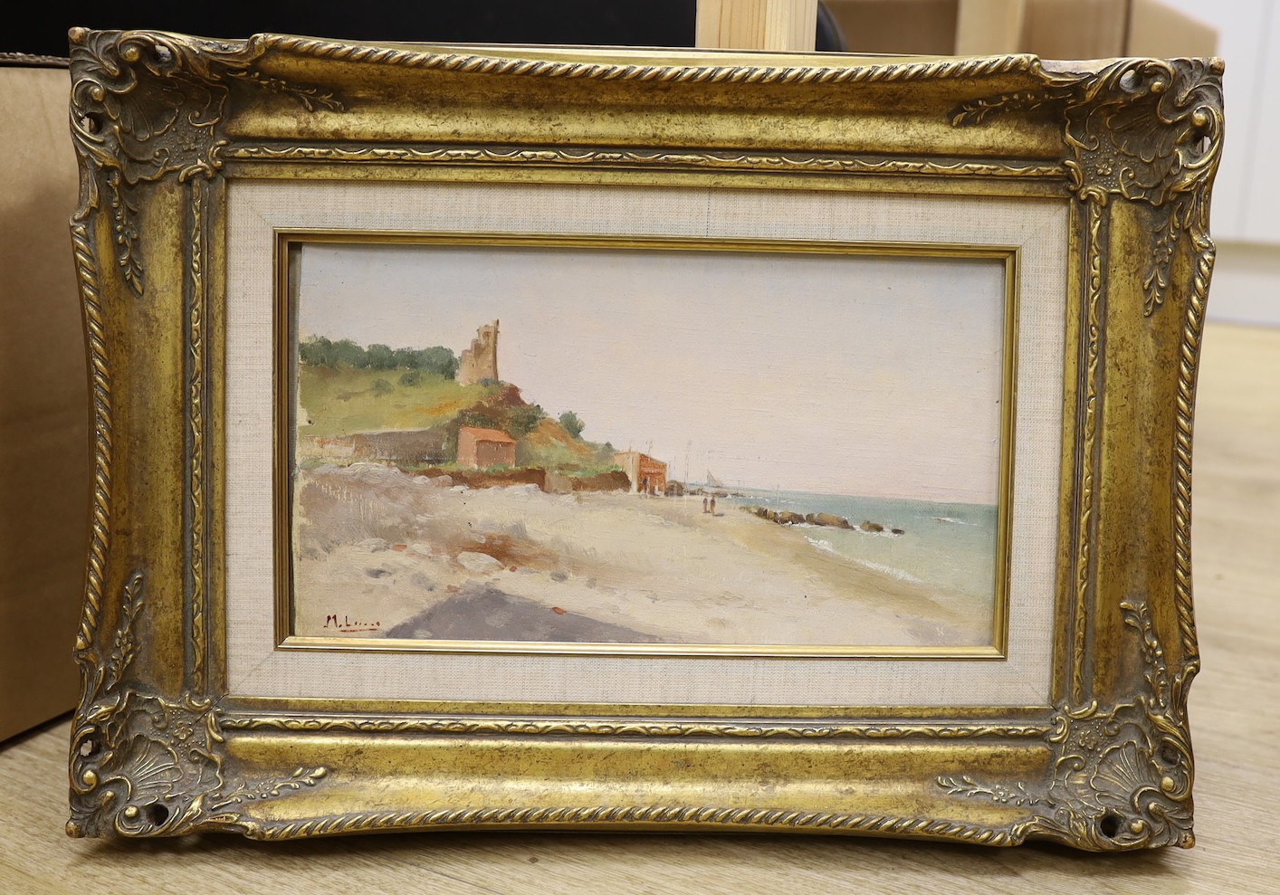 Maurice Lewis (1860-1940), oil on canvas, Coastal scene, signed, 17 x 31cm